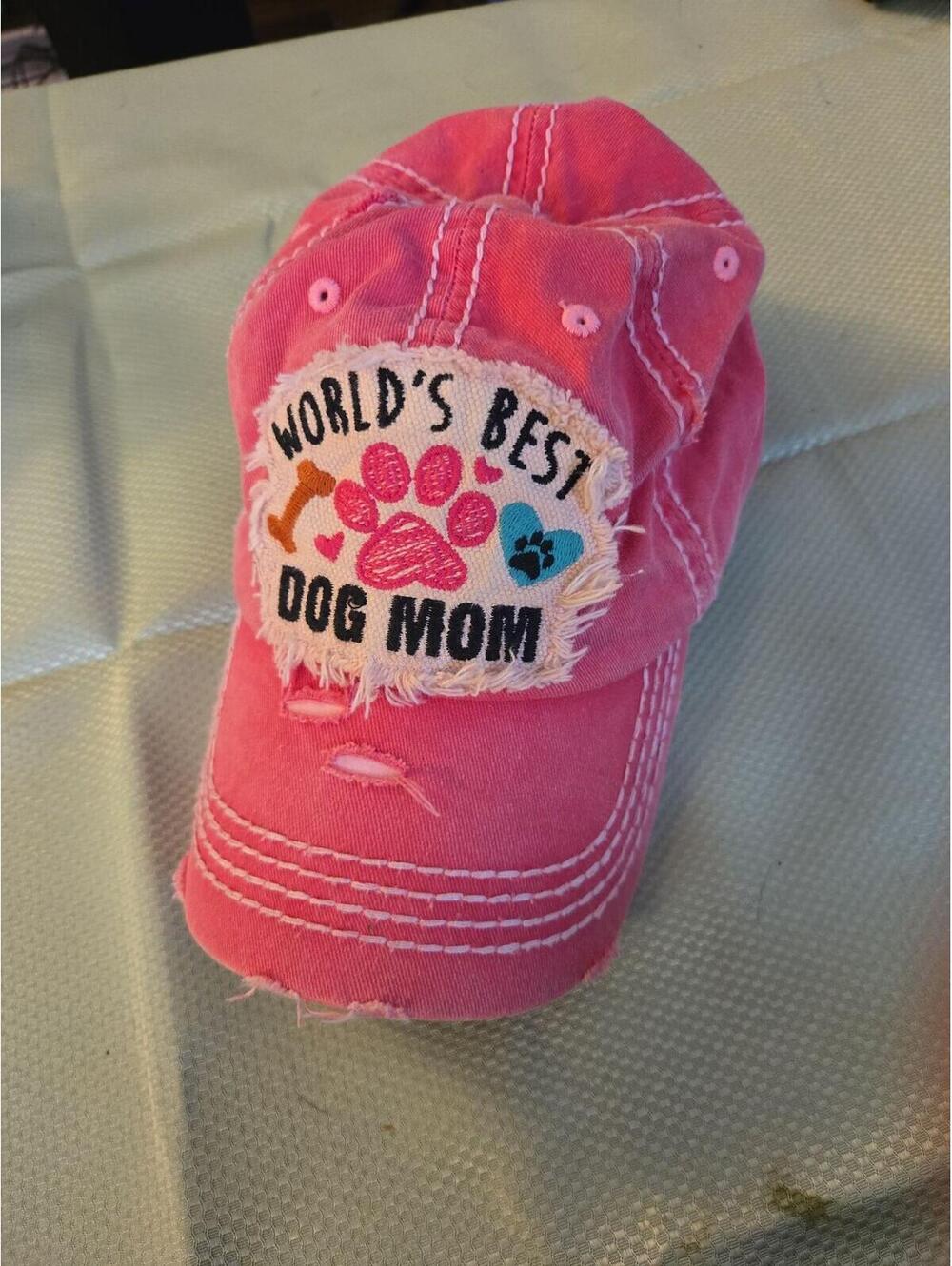 KBETHOS Pink Distressed World's Best Dog Mom Baseball Cap